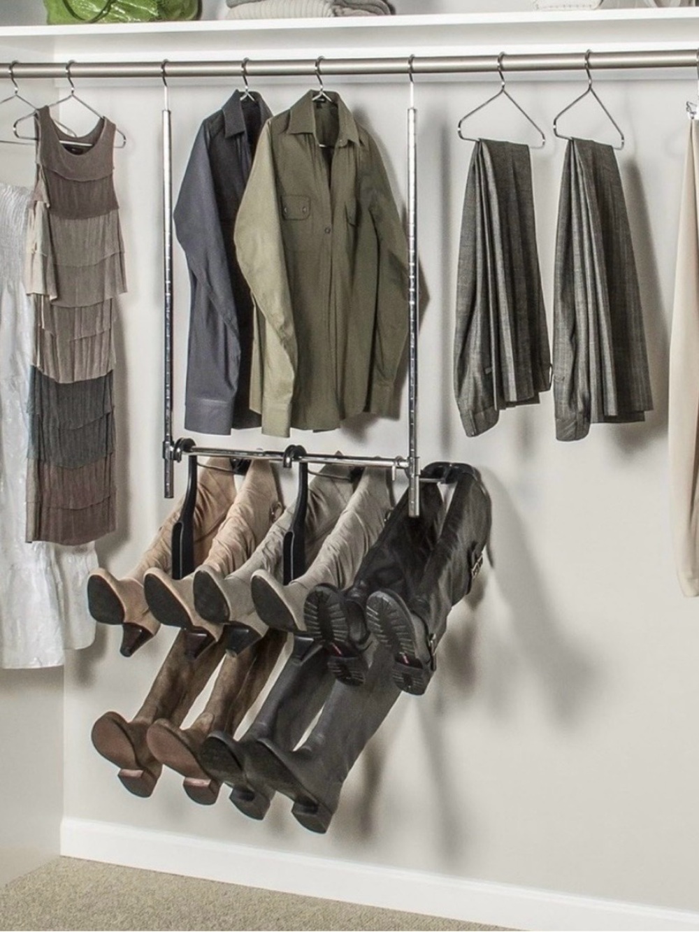 Adjustable Hanging Boot Butler Organizer in Gray